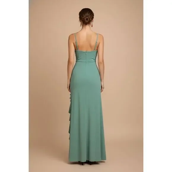 Shakira Formal Maxi Dress Women Medium Black Ruffle Slit Elegant Evening NWT - Picture 12 of 12